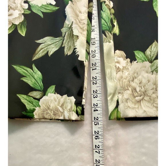 Karen Millen Womens Trousers Size 8 Black With White Tan Green Flowered - Picture 10 of 10